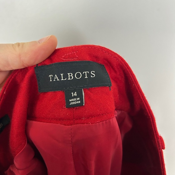 TALBOTS Heritage Wool Wide Leg Trouser Red Sz 14 High Rise Office Career Winter - Picture 3 of 5
